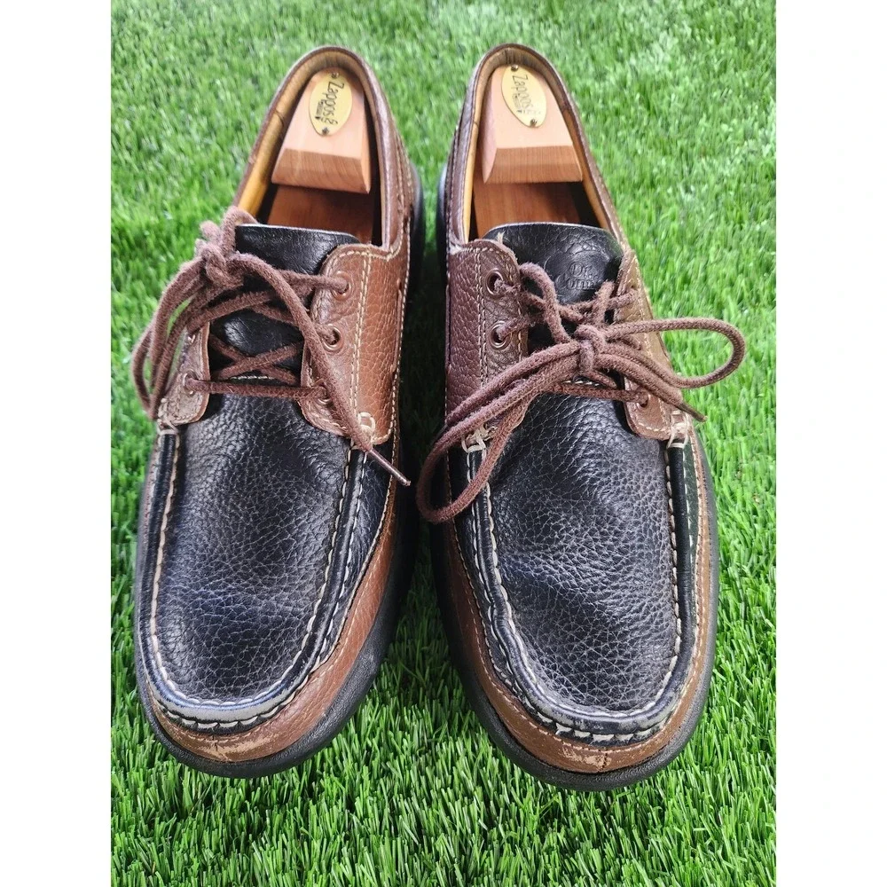 Dr. Comfort Patrick Shoes Mens Size 11 M Brown Black Leather Boat Lace Up Casual
